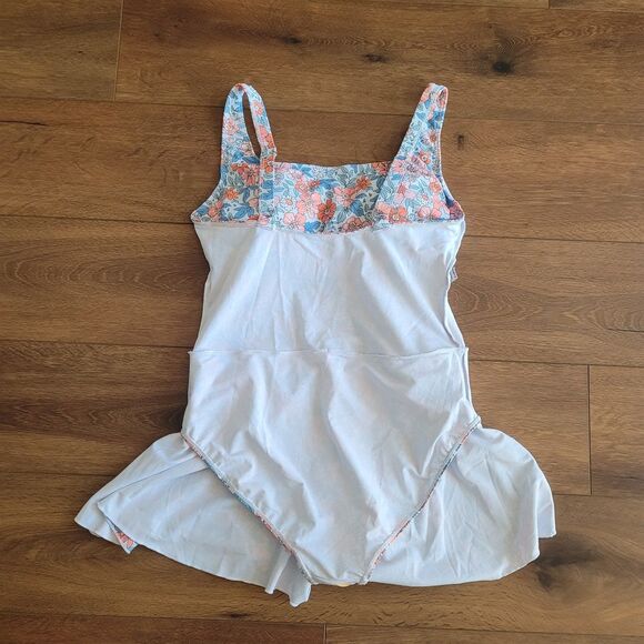 Eomenie NEW Swimsuit Sz L Skirted Dress One Piece Floral Side Tie w TAGS - Picture 12 of 16